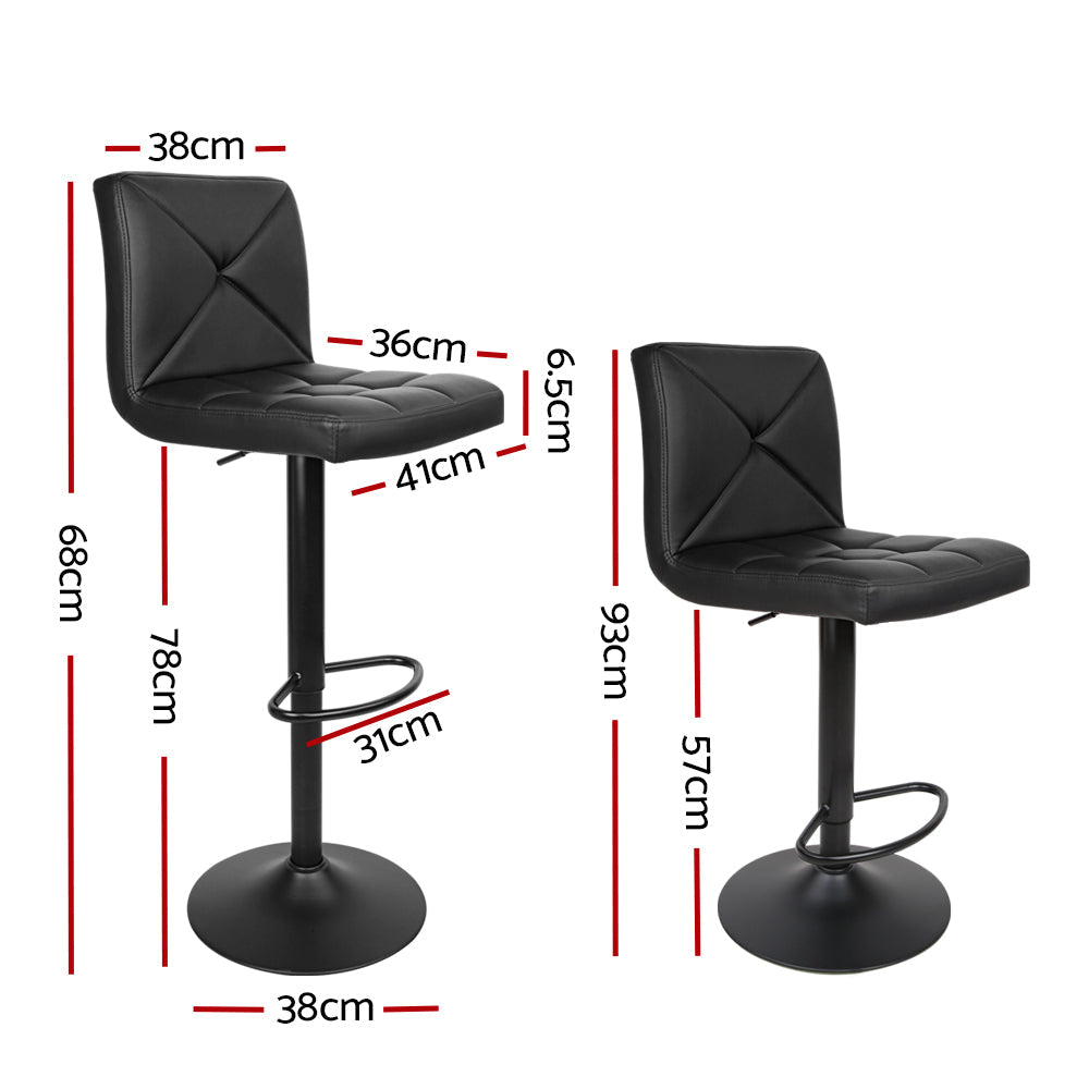 Artiss Bar Stools Kitchen Leather Barstools Swivel Gas Lift Counter Chairs x2