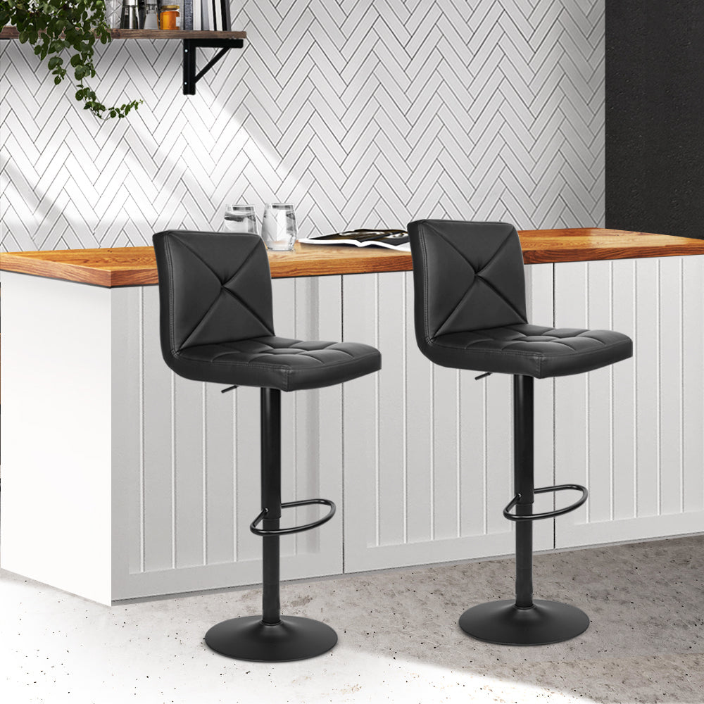 Artiss Bar Stools Kitchen Leather Barstools Swivel Gas Lift Counter Chairs x2
