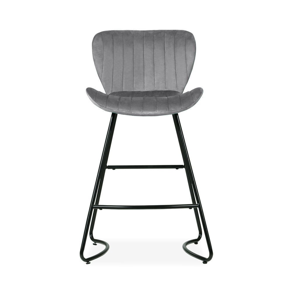 Artiss 2x Bar Stools Velvet Seat Metal Grey