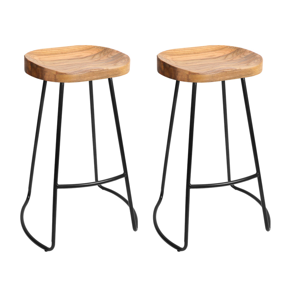 Artiss 2x Bar Stools Tractor Seat 75cm Wooden