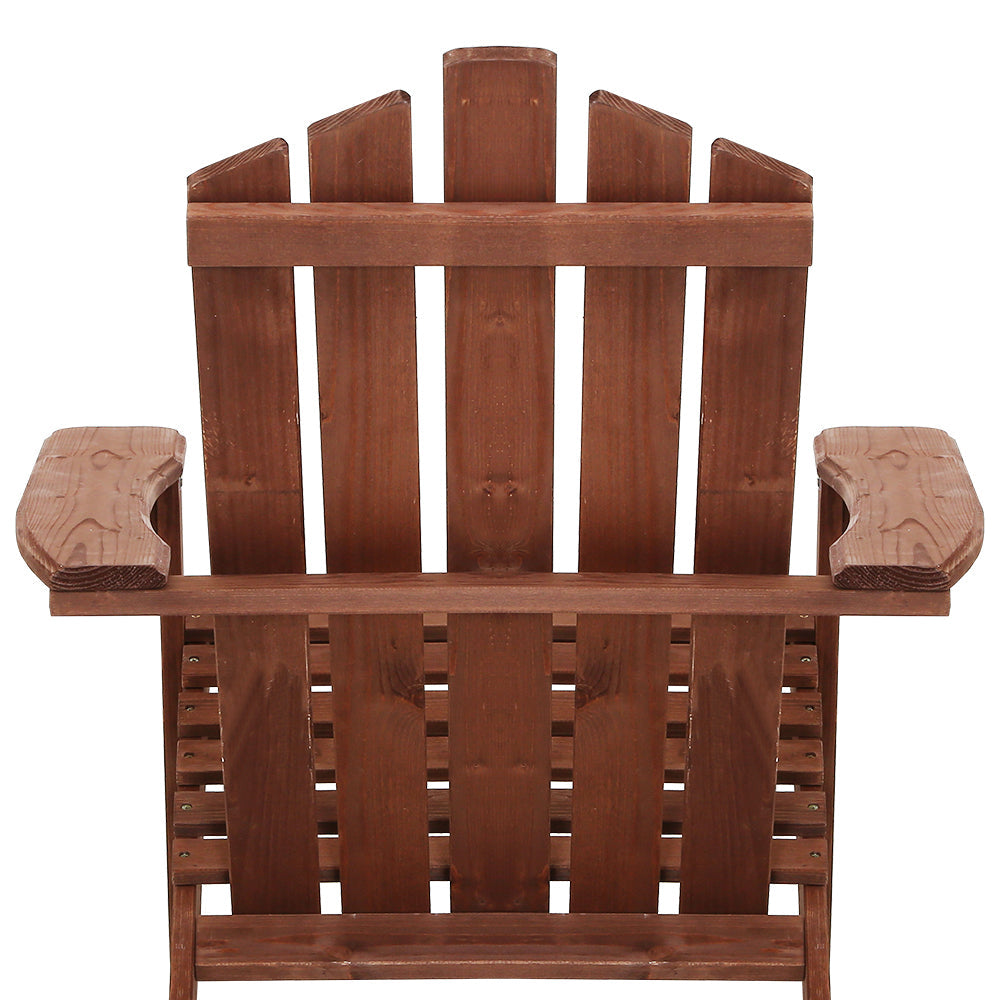 Gardeon Adirondack Outdoor Chairs Wooden Beach Chair Patio Furniture Garden Brown