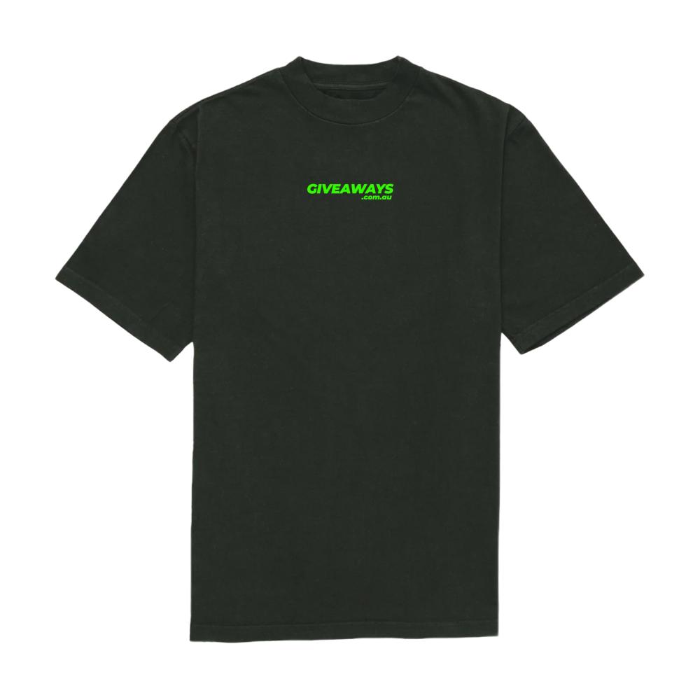 Mens Black Tee - Neon Green
