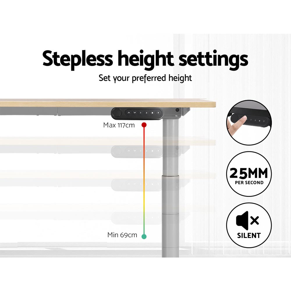 Artiss Standing Desk Motorised Electric Dual Motor White Oak 140CM