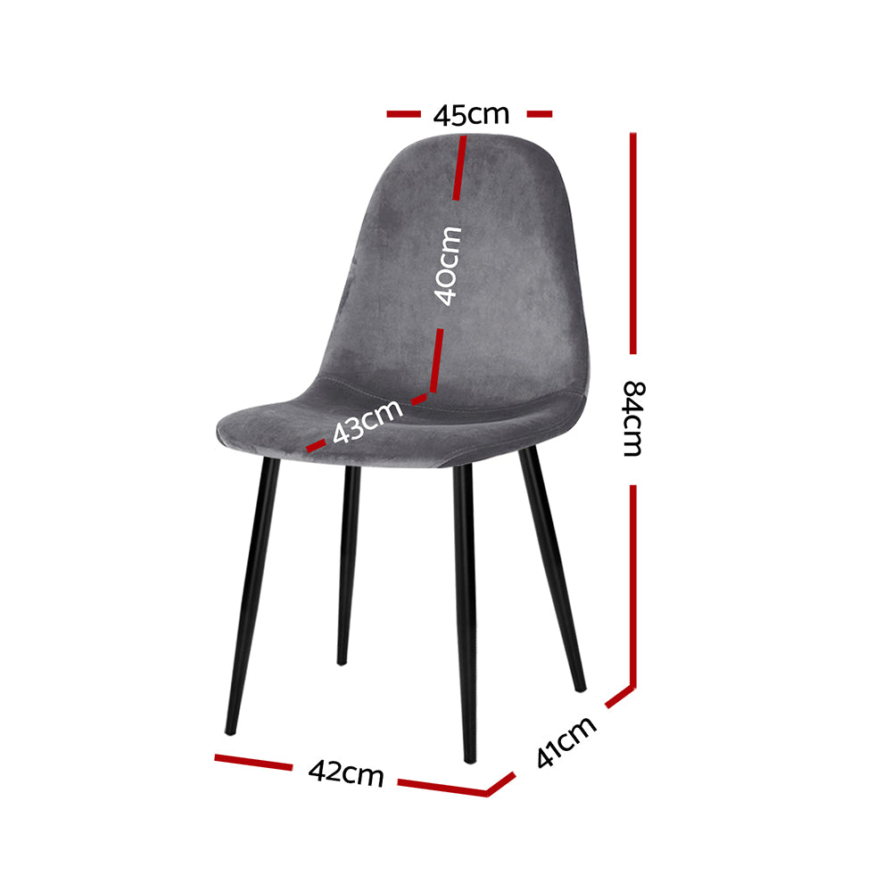 Artiss Dining Chairs Grey Velvet Set of 4 Nova