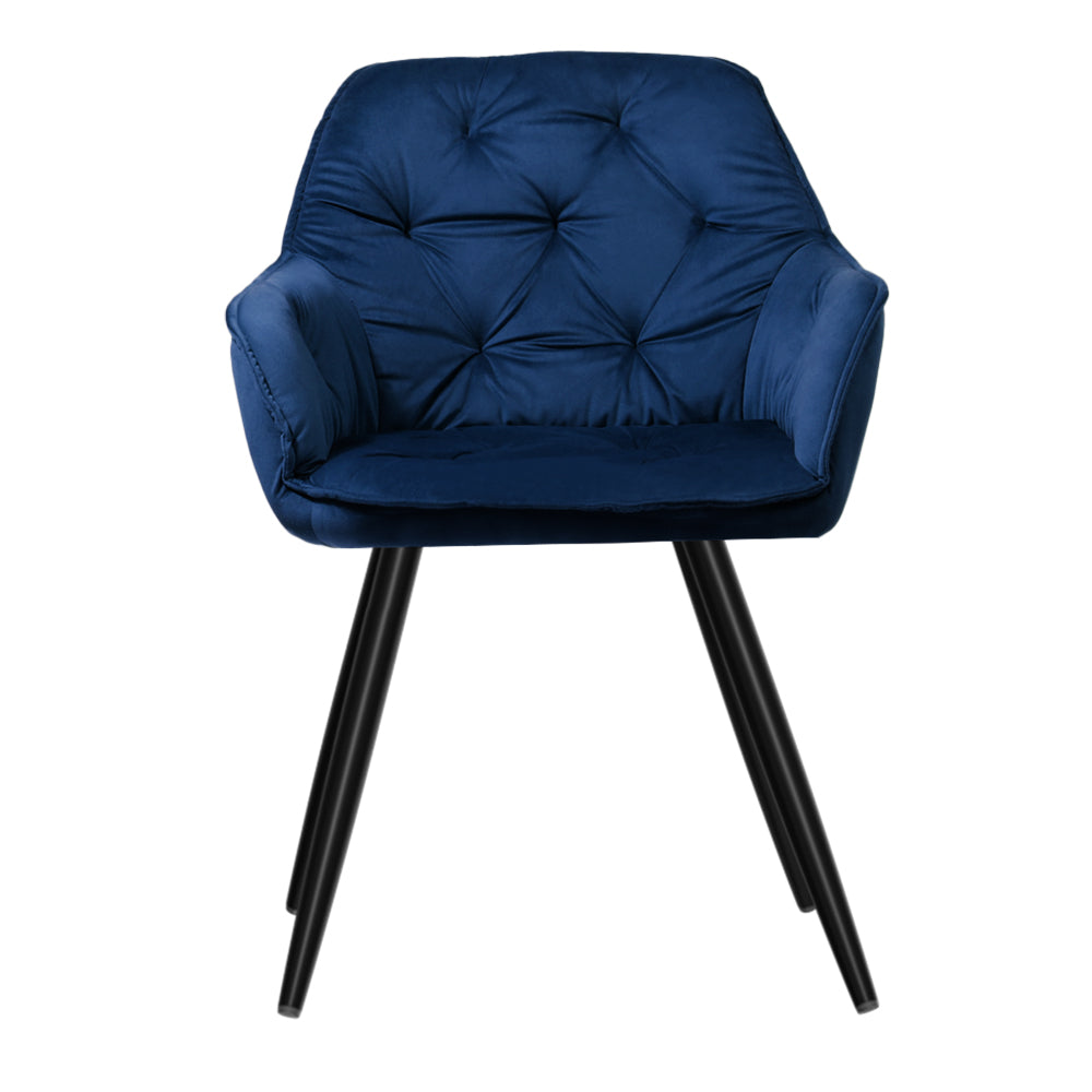 Artiss Dining Chairs Velvet Blue Set of 2 Calivia