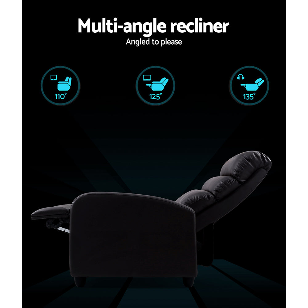 Artiss Recliner Armchair Black Faux Leather Bolivia