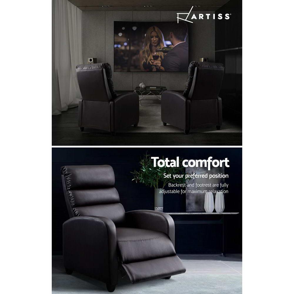 Artiss Recliner Armchair Black Faux Leather Bolivia