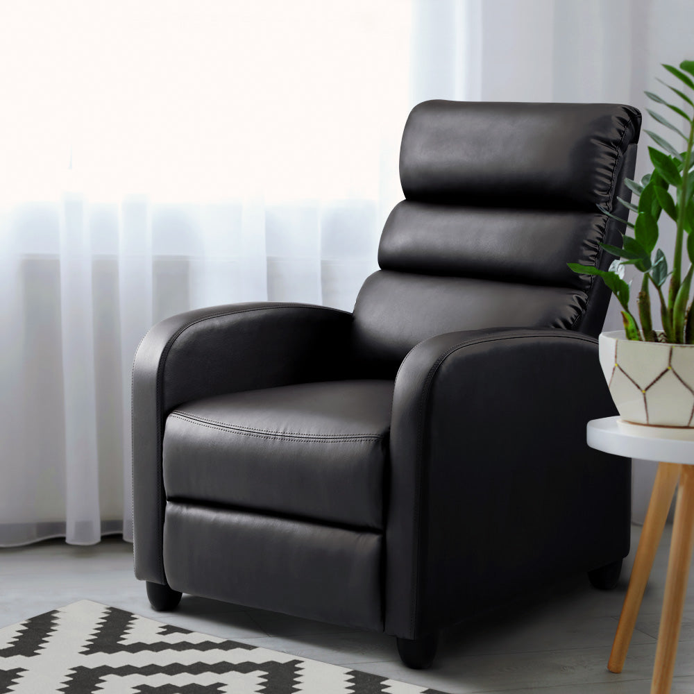 Artiss Recliner Armchair Black Faux Leather Bolivia