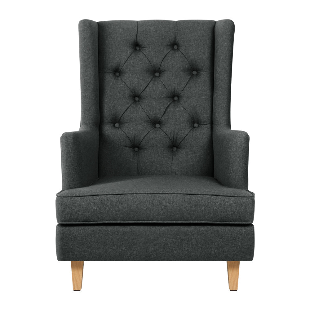 Artiss Rocking Chair Armchair Linen Fabric Charcoal Gaia
